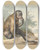 Triptych art skateboard deck of Aert Schouman A Monkey Sitting On A Rock Looking At A Civet by Aert Schouman (1710-1792)
