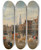 Triptych art skateboard deck of Erasmus De Bie Meirplaats In Antwerp by Erasmus De Bie (1629-1675)