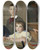 Triptych art skateboard deck of Albert Anker The Zaeslin Siblings by Albert Anker (1831-1910)