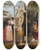 Triptych art skateboard deck of Jacques Sablet Elegante Listening To A Guitar Player In A Park In Rome by Jacques Sablet (1749-1803)