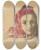 Triptych art skateboard deck of Leon Wyczkowski Head Of A Girl From Cracow In A Red Scarf by Leon Wyczolkowski (1852-1936)