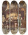 Triptych art skateboard deck of Adolphe Monticelli The Kitchen Of The Rtisserie Des Deux Paons by Adolphe Monticelli (1824-1886)