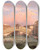 Triptych art skateboard deck of Giovanni Grubacs Venice A View Of The Rialto Bridge by Giovanni Grubacs (1829-1919)