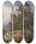 Triptych art skateboard deck of Joseph Jonas Gebirgslandschaft Mit Wanderern by Joseph Jonas (1805-1863)