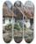 Triptych art skateboard deck of Peder Mrk Mnsted Springtime In A Rustic Garden by Peder Mork Monsted (1859-1941)