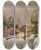 Triptych art skateboard deck of Pieter Claesz Ontbijt Of Silver And Glassware On A Draped Table With Vines Fruits And Baked Goods by Pieter Claesz (1596-1660)
