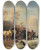 Triptych art skateboard deck of Wilhelm Alexander Meyerheim A Winter Scene With Children And Horses by Wilhelm Alexander Meyerheim (1815-1882)