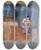 Triptych art skateboard deck of Ernst Schiess Natives In Front Of Their Dwelling by Ernst Schiess (1872-1919)