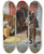Triptych art skateboard deck of Gyula Tornai The Interrupted Game Of Draughts by Gyula Tornai (1861-1928)