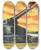 Triptych art skateboard deck of Roland Davies A Battery Of Britains Giant Coastaldefence Guns Mounted On Railway Trucks by Roland Davies (1904-1993)