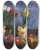 Triptych art skateboard deck of Paul Burman Still Life Flowers by Paul Burman