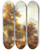 Triptych art skateboard deck of Carl Hasch View Of Varrone With Monte S Martino In The Sarca Valley South Tyrol by Carl Hasch (1834-1897)