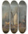 Triptych art skateboard deck of Jan Claesz Rietschoof A Storm Ships In The Harbor In A Stiff Breeze by Jan Claesz Rietschoof (1651-1719)