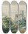 Triptych art skateboard deck of Gustav Barbarini Landschaft Am Meer Mit Blick Auf Eine Ruine by Gustav Barbarini (1840-1909)