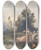 Triptych art skateboard deck of Thomas Sully Landscape With Canal And Lock Figures At Lock by Thomas Sully (1783-1872)