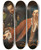 Triptych art skateboard deck of Neapolitan School Two Gentlemen And A Lady Playing Chess While They Are Robbed by Neapolitan School