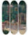 Triptych art skateboard deck of Andr Victor Douard Devambez Afternoon Tea In The Shade by Andr Victor douard Devambez (1867-1943)
