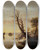 Triptych art skateboard deck of Thomas Cole American Lake Scene by Thomas Cole (1801-1848)