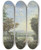 Triptych art skateboard deck of Karl Franz Kraul Wiesengrund An Flu Und Wald Rechts Hohe Felsen by Karl Franz Kraul (1754-1796)