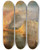 Triptych art skateboard deck of Joseph Mallord William Turner The Burning Of The Houses Of Lords And Commons October 16 1834 by Joseph Mallord William Turner (1775-1851)