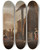 Triptych art skateboard deck of Thomas Wijck Maidservants Washing Laundry And Another Maid Selling Apples In A Courtyard A Hilly Landscape Beyond by Thomas Wijck (1616-1677)