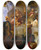 Triptych art skateboard deck of Josef Danhauser Wein Weib Und Gesang by Josef Danhauser (1805-1845)