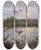Triptych art skateboard deck of Aleksander Mroczkowski Ducks Over Marshes by Aleksander Mroczkowski (1850-1927)