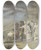Triptych art skateboard deck of Gottlieb Welt The Moving Artist by Gottlieb Welte (1745-1792)