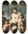 Triptych art skateboard deck of Nicola Vaccaro Adam And Eve With The Infants Cain And Abel by Nicola Vaccaro (1634-1709)