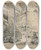 Triptych art skateboard deck of Flix Bracquemond The Wild Rabbit by Felix Bracquemond (1833-1914)