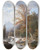 Triptych art skateboard deck of Carl Hasch Gebirgsbach In Der Ramsau by Carl Hasch (1834-1897)