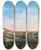Triptych art skateboard deck of Carl Franz Michael Geyling A View Of The Churches Of Kalksburg And Rodaun At Dawn by Carl Franz Michael Geyling (1814-1880)
