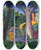 Triptych art skateboard deck of Josef Eberz Weiblicher Akt Und Zwei Mnner Im Grnen by Josef Eberz (1880-1942)