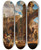 Triptych art skateboard deck of Heinrich Brkel The Performing Bears Come To An Italian Village by Heinrich Burkel (1802-1869)