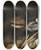 Triptych art skateboard deck of Flemish School A Still Lifeof Song Birds A Peacockand Rabbits On A Ledge With A Pumpkin A Cabbage A Cauliflower Celery Mushrooms And Grapes by Flemish School