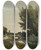 Triptych art skateboard deck of Henrijoseph Harpignies Une Vue Prs De Saintpriv by Henri Joseph Harpignies (1819-1916)