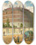 Triptych art skateboard deck of Franz Gerasch Das Alte Irrenhaus In Wien Narrenturm Kaiser Josephgugelhupf Genannt by Franz Gerasch (1826-1906)