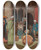 Triptych art skateboard deck of Rudolf Weisse Outside A Coffee House by Rudolf Weisse (1869-1930)