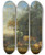 Triptych art skateboard deck of Karel Dujardin Landscape With Two Donkeys Goats And Pigs by Karel Dujardin (1622-1678)