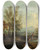 Triptych art skateboard deck of Giovanni Battista Cimaroli River Landscape With Figures by Giovanni Battista Cimaroli (1687-1771)