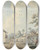 Triptych art skateboard deck of Samuel Howitt The Tollhouse With A Coach Crossing The Bridge by Samuel Howitt (1756-1822)