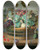 Triptych art skateboard deck of Jacob Van Hulsdonck Grapes Peaches Plums And Cherries In A Wicker Basket With Dragonfly And Butterfly Nearby by Jacob Van Hulsdonck (1582-1647)