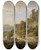 Triptych art skateboard deck of Danil Dupr Gezicht Op Civita Castellana by Daniel Dupre (1751-1817)