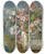 Triptych art skateboard deck of Andreas Lach Alpine Roses In A Window Box by Andreas Lach (1817-1882)