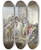 Triptych art skateboard deck of Johann Heinrich Ramberg Caf Auf Der Piazetta Zu Venedig_1 by Johann Heinrich Ramberg (1763-1840)