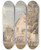 Triptych art skateboard deck of Michael Angelo Rooker A Game Of Bowls On The Bowling Green Outside The Bunch Of Grapes Inn Hurst Berkshire by Michael Angelo Rooker (1746-1801)