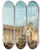 Triptych art skateboard deck of Pierreantoine Demachy The Clearance Of The Louvre Colonnade During The Demolition Of The Ruins Of The Htel Du Petit Bourbon by Pierre-Antoine Demachy (1723-1807)