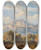 Triptych art skateboard deck of Fritz Bamberger A View Of Capo Miseno With Vesuvius In The Background by Fritz Bamberger (1814-1873)