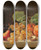 Triptych art skateboard deck of Emilie Preyer Still Life With Grapes Peaches A Pear And Nuts by Emilie Preyer (1849-1930)
