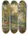 Triptych art skateboard deck of Heinrich Bhmer A Sunlit Forest With A Roe Deer by Heinrich Bohmer (1852-1930)